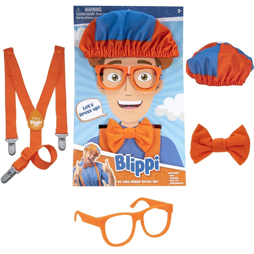 Blippi costume Includes Orange Bow Tie,Suspenders,Hats,Glasses